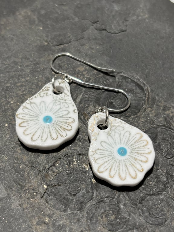 Handmade Ceramic Earrings One of a Kind Sterling Silver Eco Friendly Gifts