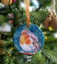 Ceramic robin ornament - hanging bird ornament, Christmas tree robin ornament  - Image 3