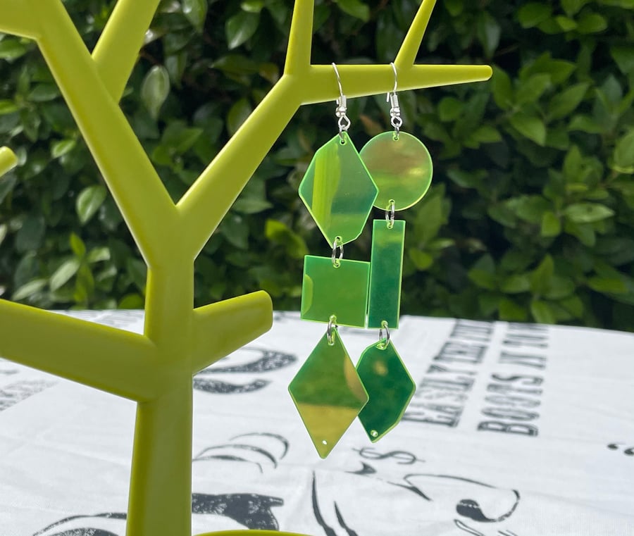 MIRROR NEON EARRINGS YELLOW y2k statement disco