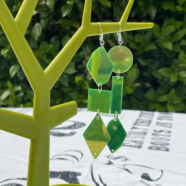 MIRROR NEON EARRINGS YELLOW y2k statement disco