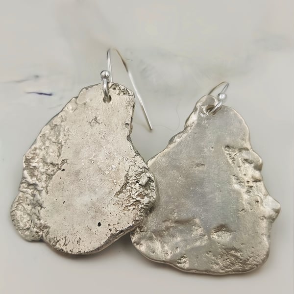 Molten Sterling Silver Drop Earrings – Large Organic One-of-a-Kind