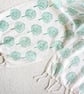Handprinted Organic Cotton Trees Long Scarf Tassles Lime Grass Green             - Image 8