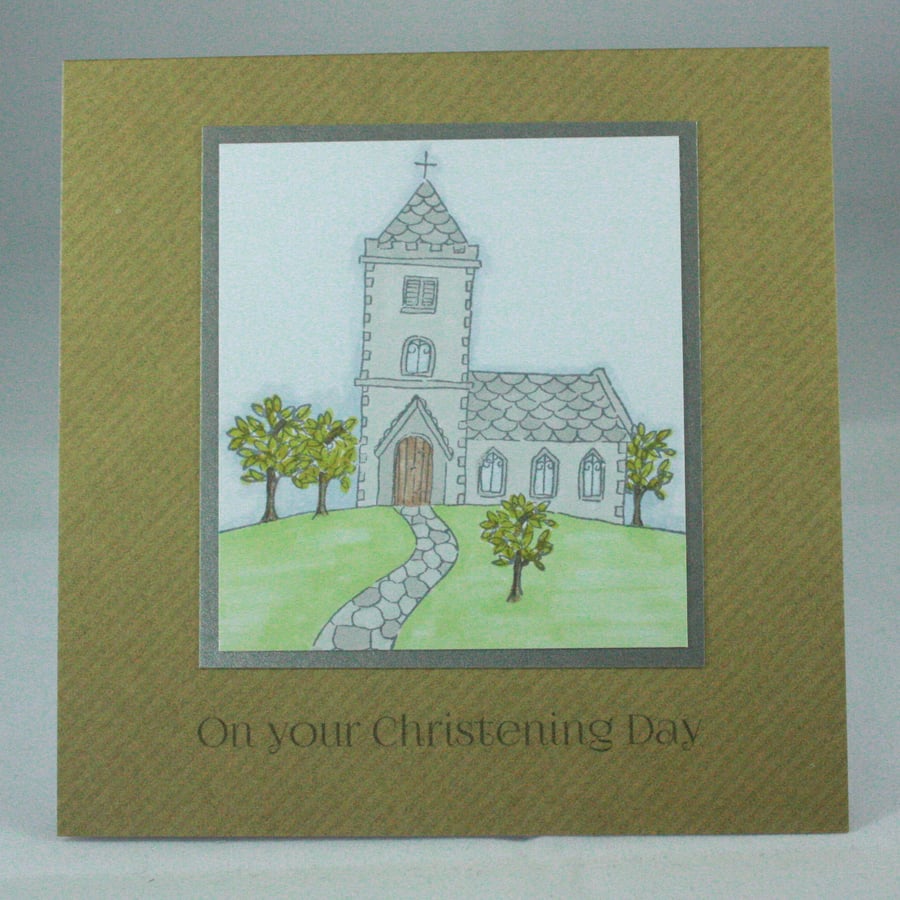 Handmade kraft card Christening Day
