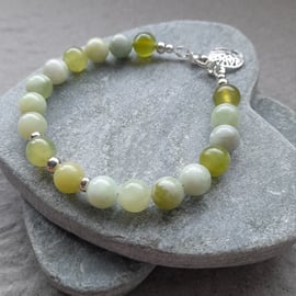 Bowenite new jade Sterling Silver Bracelet