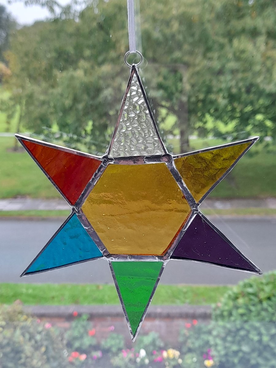 STAR -  colourful stained glass suncatcher