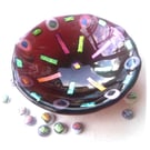 Plum Dichroic Fused Glass Bowl 13cm Cranberry 057