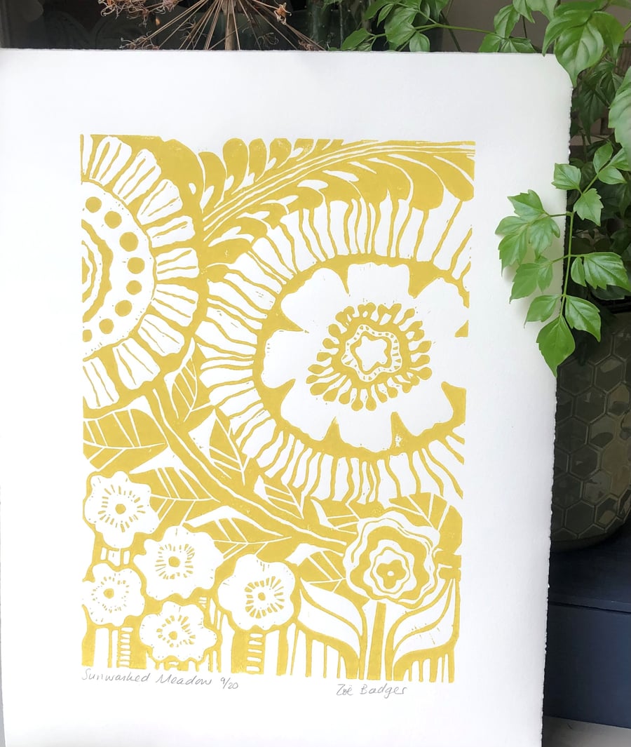 Sunwashed Meadow Linoprint
