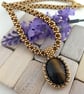 Tiger's Eye Bead Weave Pendant With Beaded Kumihimo Chain - Image 1