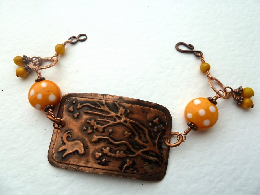 copper lampwork bracelet