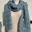 Handmade crochet lace light blue scarf