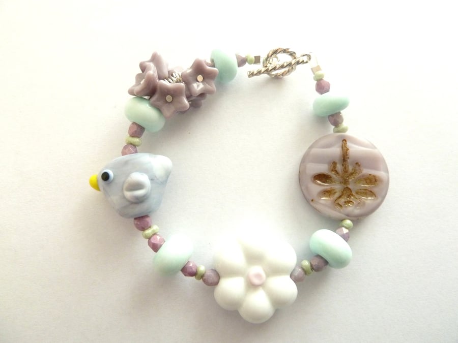lilac bird bracelet
