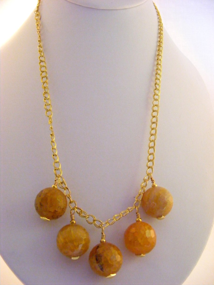 Orange Agate Charm Necklace