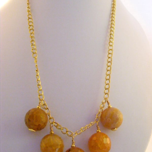 Orange Agate Charm Necklace