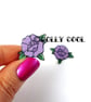 Rose Earrings in Purple - Rockabilly Tattoo Flash Old School Style by Dolly Cool