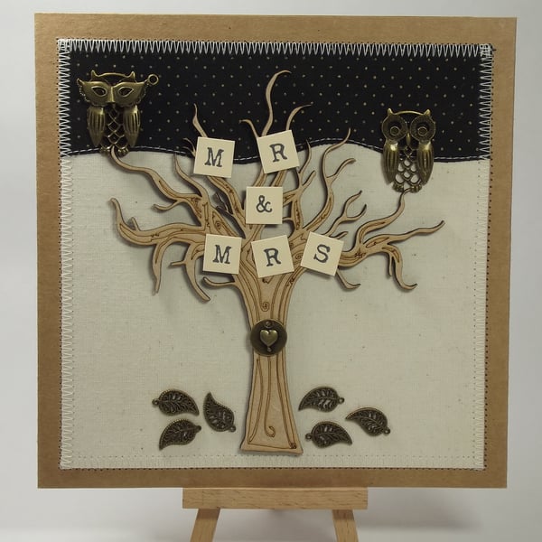 Mr and Mrs Fabric Wedding card