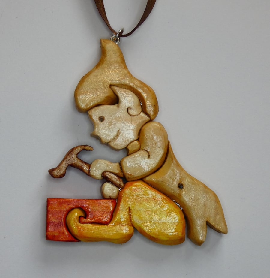 Wooden Elf Christmas Decoration