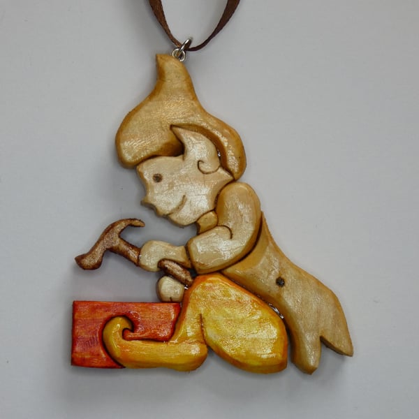 Wooden Elf Christmas Decoration