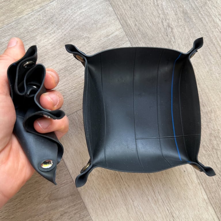 Blue Stripe Tray - Storage or Sorting Small Items - From Bicycle Inner Tubes