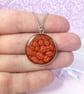 Deep Red pendant and earrings set, steel and enamel jewellery set for woman - Image 7