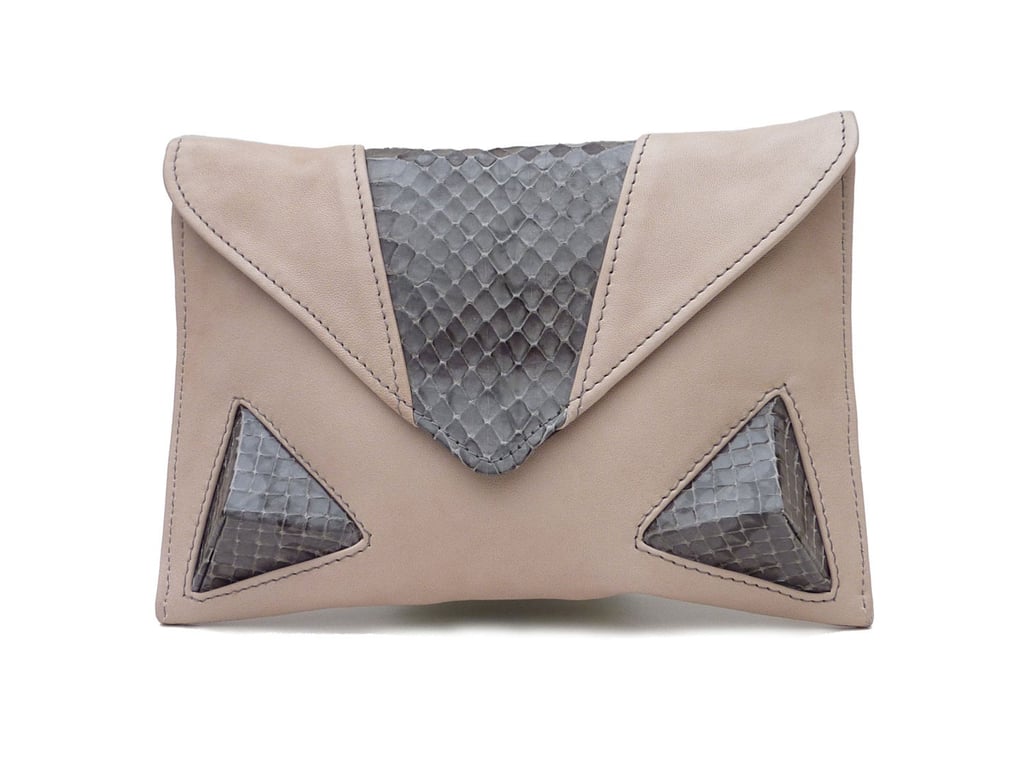 Beige Leather Clutch