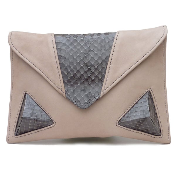 Beige Leather Clutch