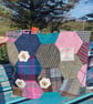 Harris Tweed Hexagonal patchwork shopper bag with bee buttons - Image 4