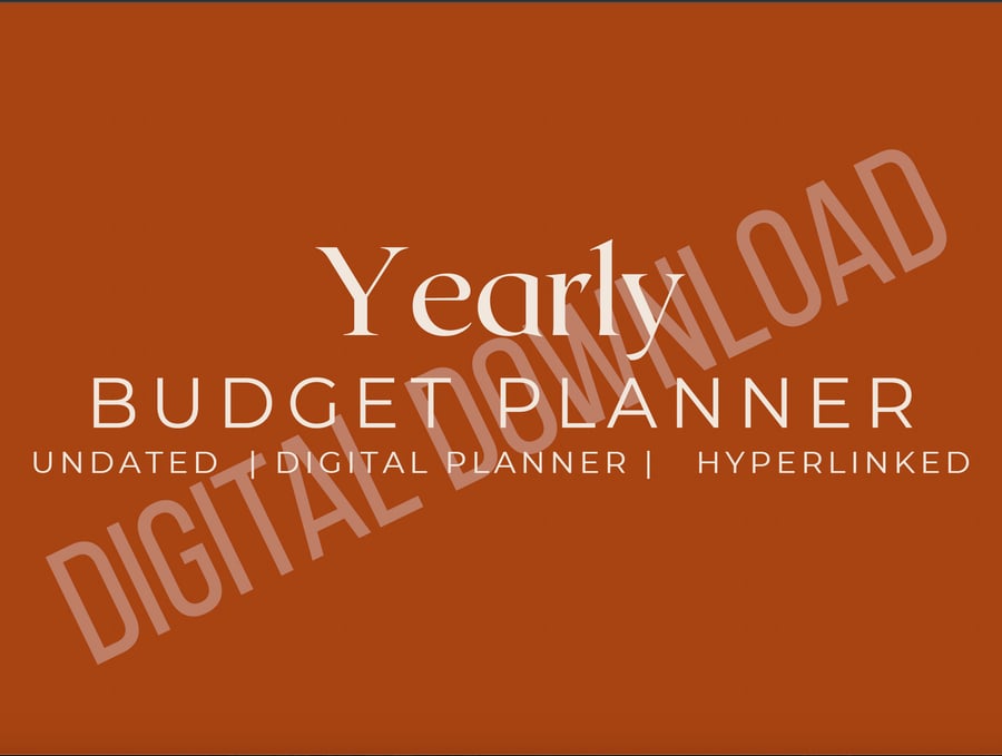 Undated Yearly Digital Budget Planner, Hyperlinked iPad Planner, Monthly Budget