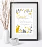 Personalised Folk Style Meaning of Name Print, christening gift for new baby - Image 1
