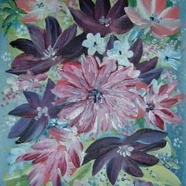 original art floral painting ( ref F 803)