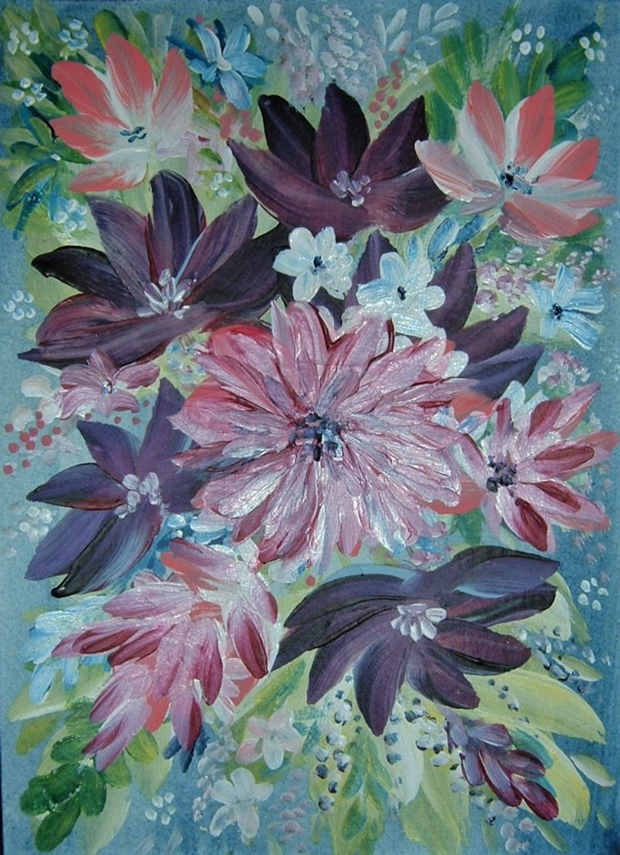 original art floral painting ( ref F 803)