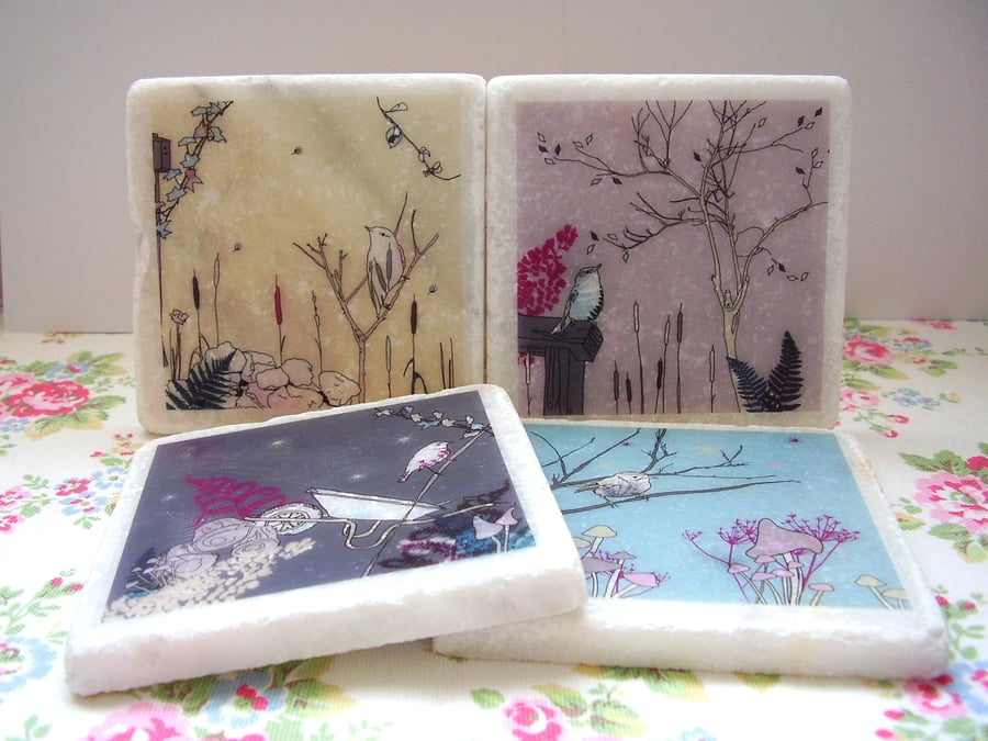 white marble decorated coasters