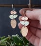 Mixed-metal Silver and Copper Textured Geometric Pebble Dangle Earrings - Image 3