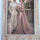 Beautiful and elegant Art Deco couple congratulations wedding card