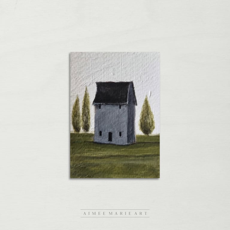 Tiny Art - ACEO Miniature Original House Painting - 2.5 x 3.5"