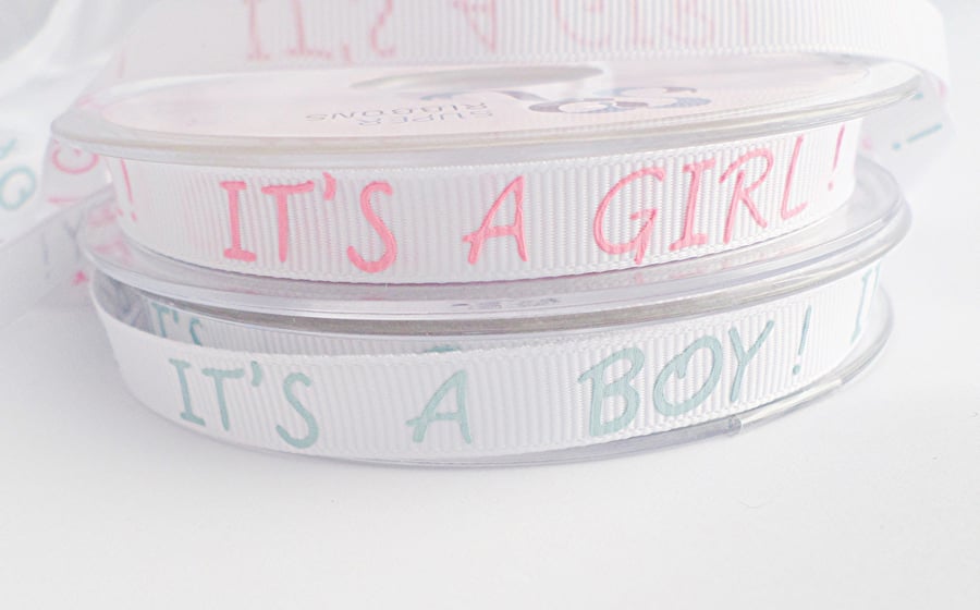 New Baby Boy Girl Grosgrain ribbon 10mm x 3 metres 