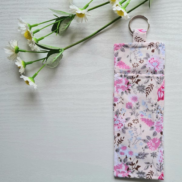 Lanyard Pen Holder Pale Pink Floral Soft Cotton Pouch Pretty Teacher Gift