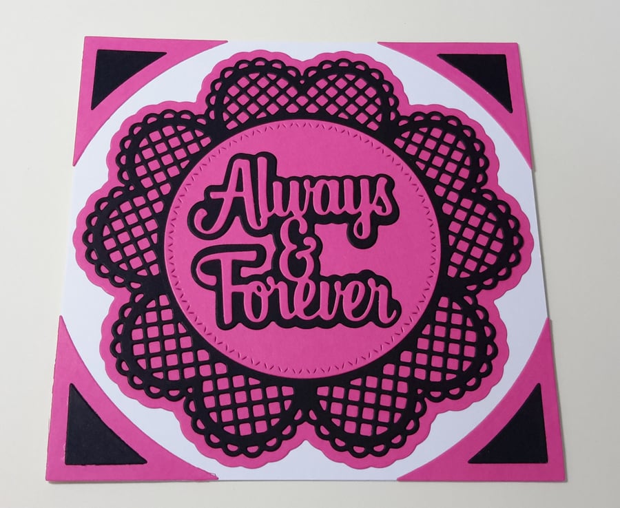 Always and Forever Greeting Card - Pink and Black
