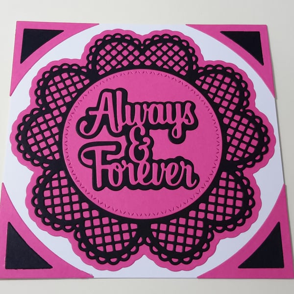 Always and Forever Greeting Card - Pink and Black