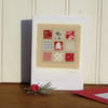 Scandi Christmas Patchwork hand-stitched card with tiny applique tree