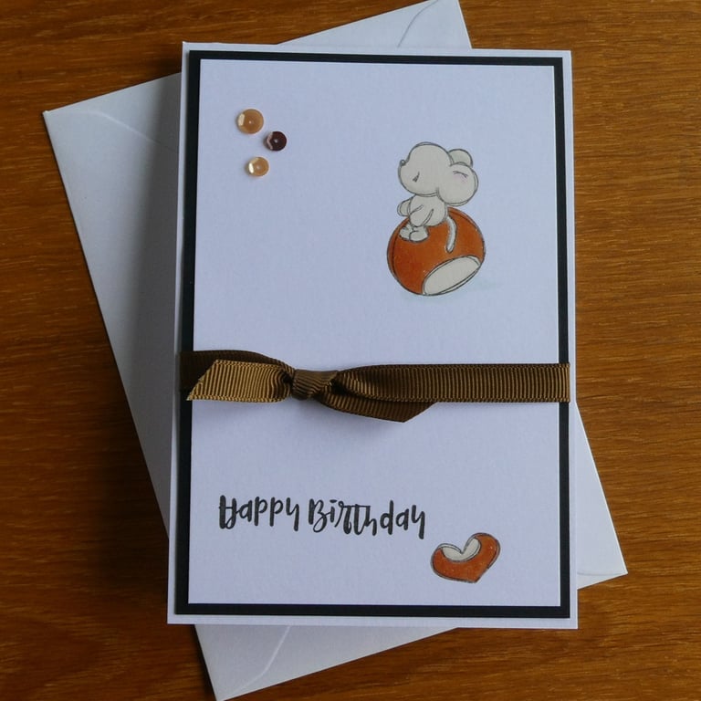 Birthday Card - Mouse on a Conker 