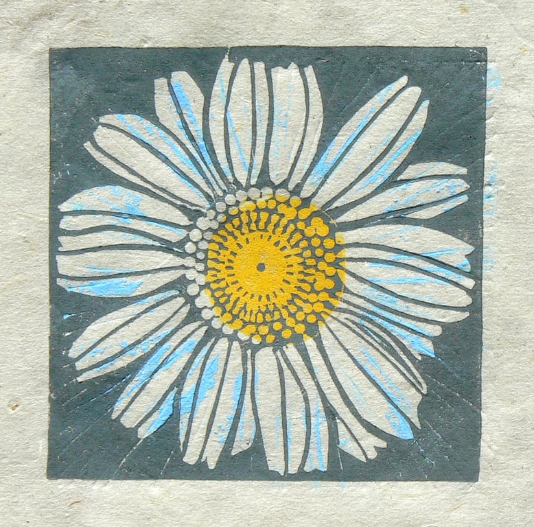 Chamomile mini linocut print