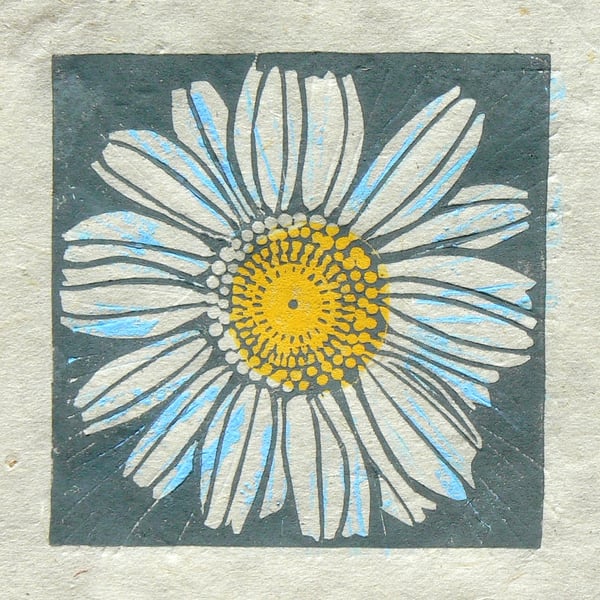 Chamomile mini linocut print