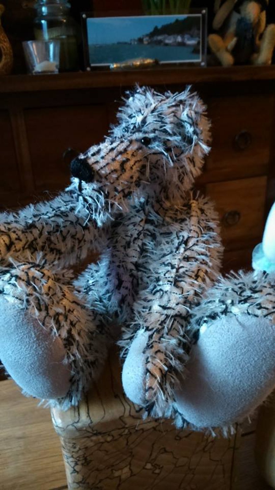 Wee  Black and White Mohair Bear