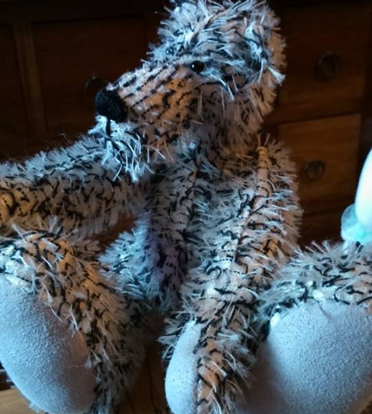 Wee  Black and White Mohair Bear