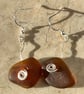 seaglass brown dangly earrings whirly silver