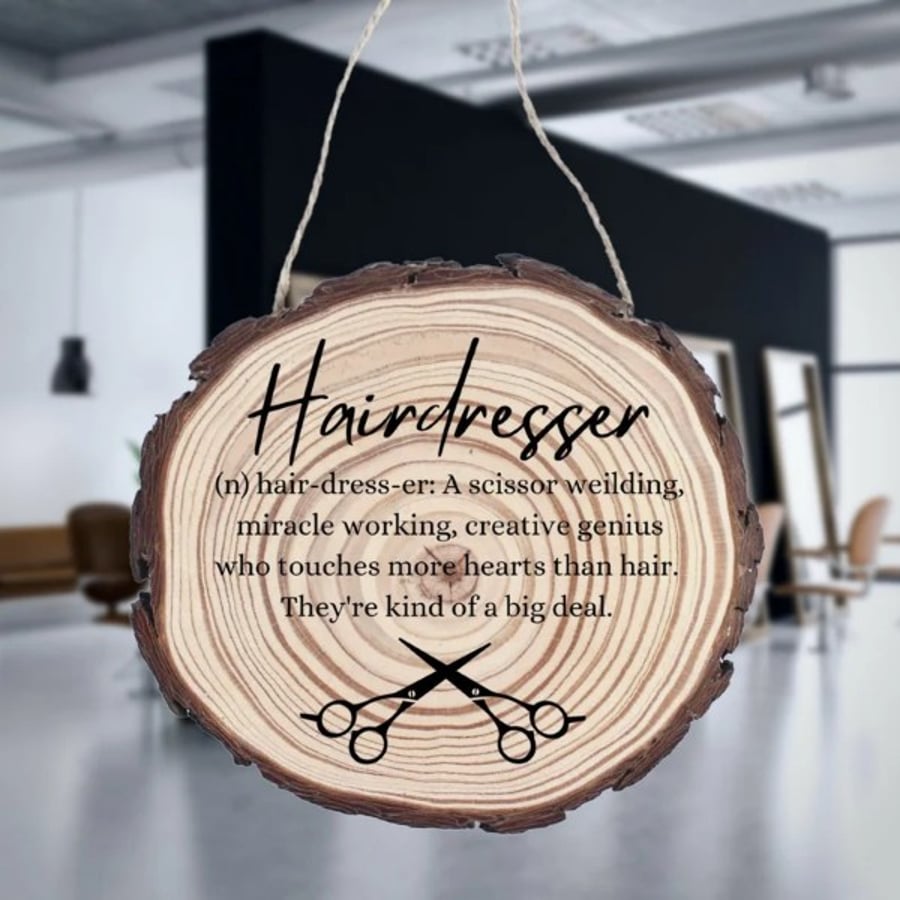 Hairdresser Gift - Hairdresser Definition Sign - Hanging Hair Stylist Ornament