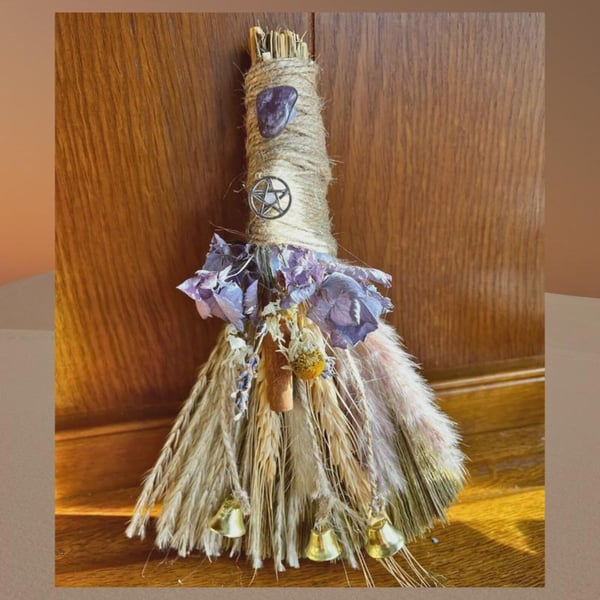 Altar Besom Broom Crystal Gemstone Wiccan Pagan Altar Decor Witch Witchy Gothic