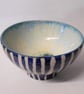 Bowl, Blue striped and  textured Ceramic. - Image 5