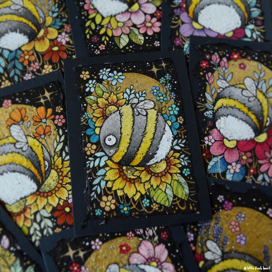 big fat bumblebee - original aceo illustration