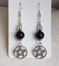 Gorgeous Black Obsidian and Pentacle Earrings. - Image 2